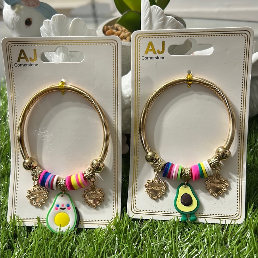 Bundle Gold and Pink Charm Bracelets with Playful Beads